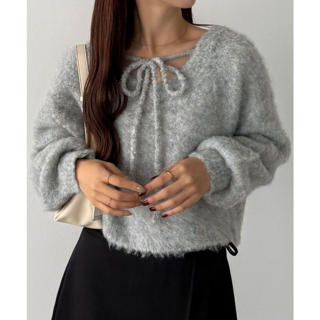 カラウティア callautia callautia 前後2wayリボンシャギーニット （グレー） グレー