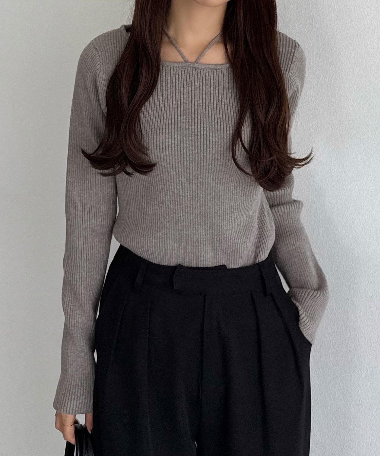 カラウティア callautia callautia ホルターネックリブニット （グレー） グレー