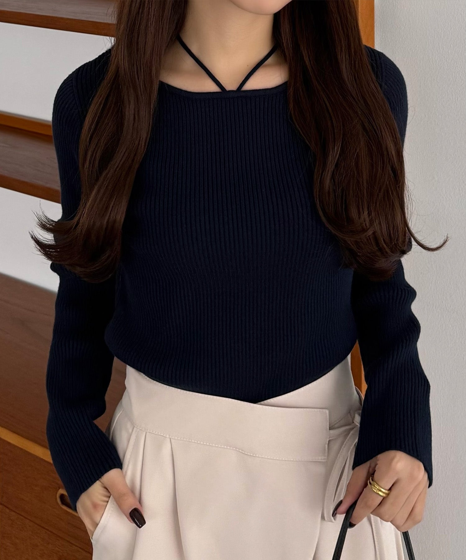 カラウティア callautia callautia ホルターネックリブニット （ネイビー） ネイビー