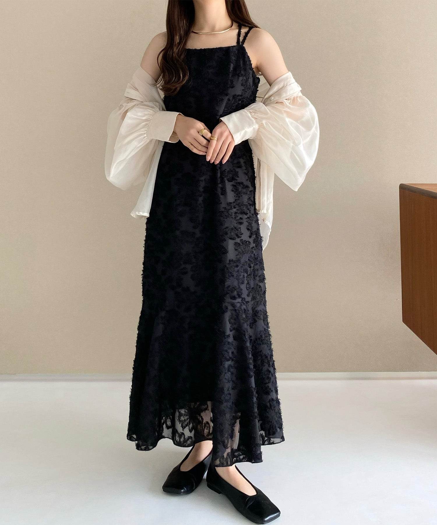 カラウティア callautia callautia ジャガードキャミワンピース,ブラック