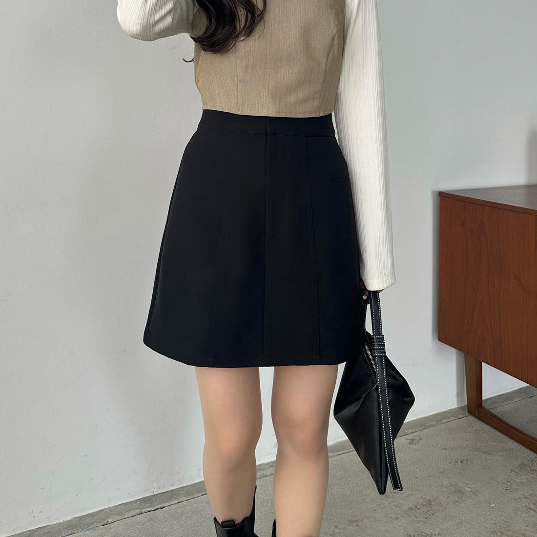 カラウティア callautia callautia ステッチミニスカート（ペチパンツ付き) （ブラック） ブラック