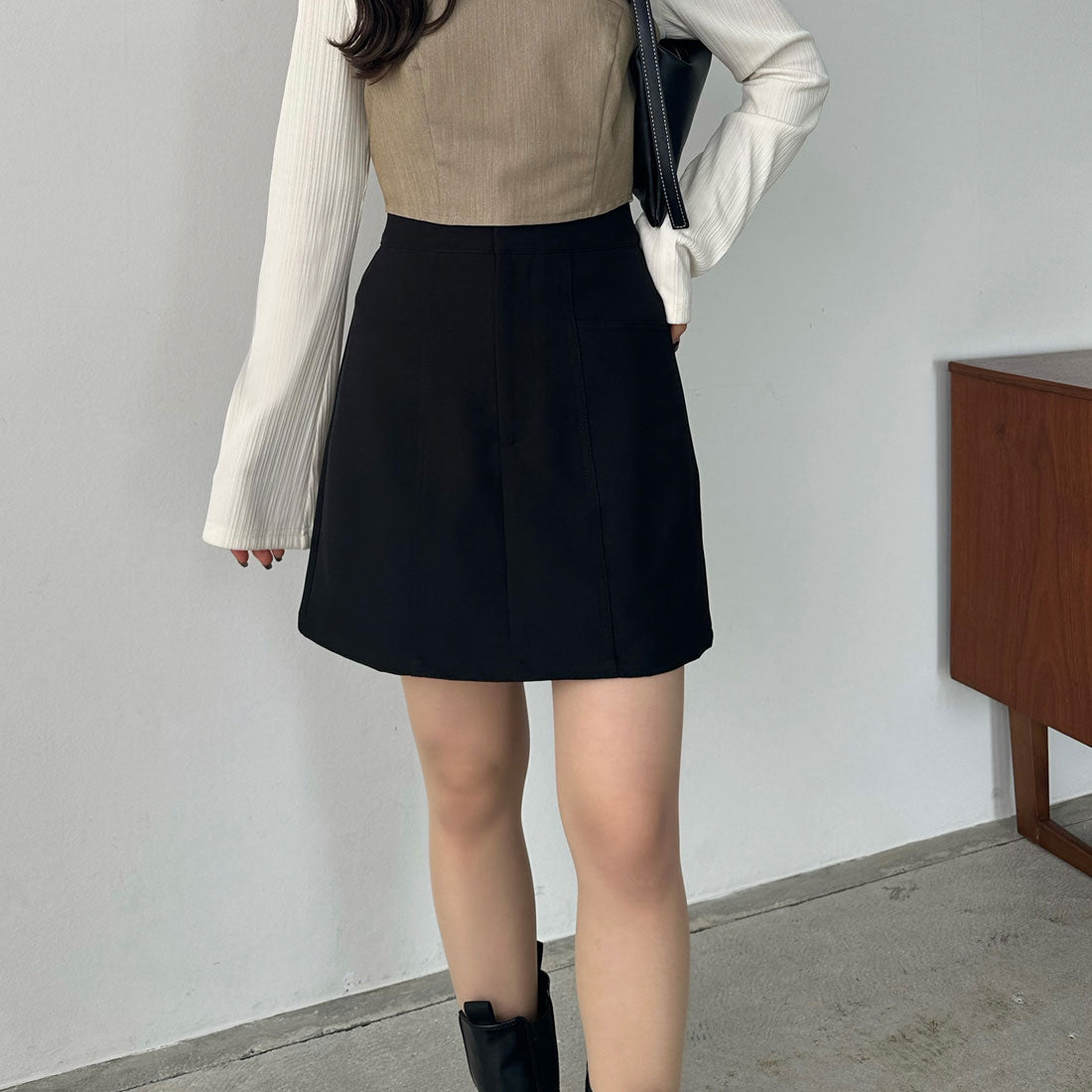 カラウティア callautia callautia ステッチミニスカート（ペチパンツ付き) （ブラック） ブラック