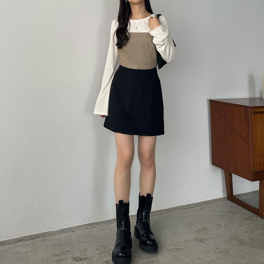 カラウティア callautia callautia ステッチミニスカート（ペチパンツ付き) （ブラック） ブラック