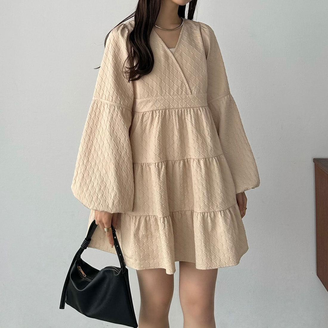 カラウティア callautia callautia バルーンスリーブジャガードトップス