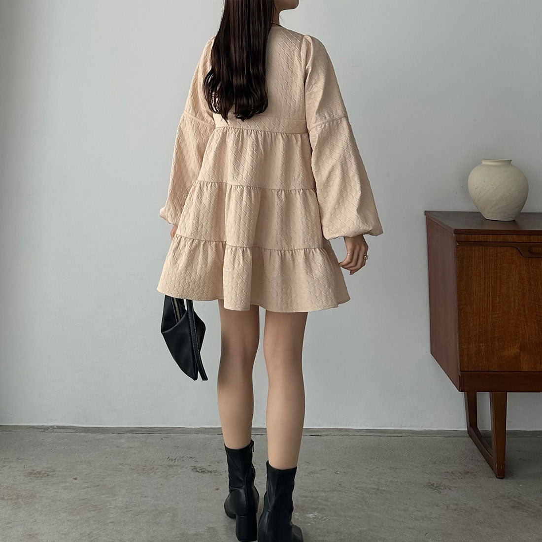 カラウティア callautia callautia バルーンスリーブジャガードトップス