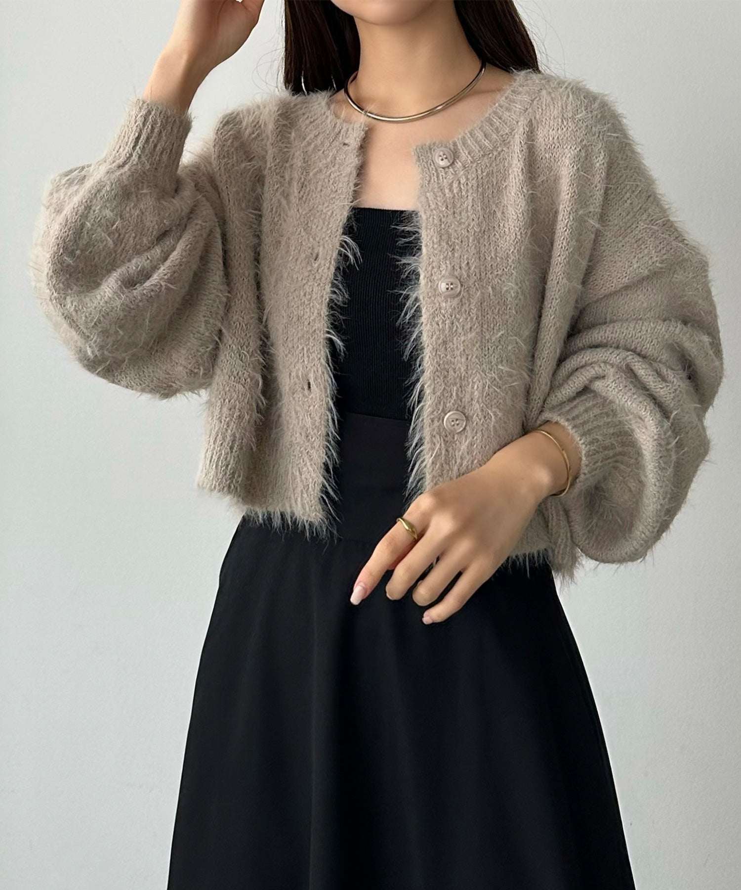 カラウティア callautia callautia ショートシャギーニットカーディガン