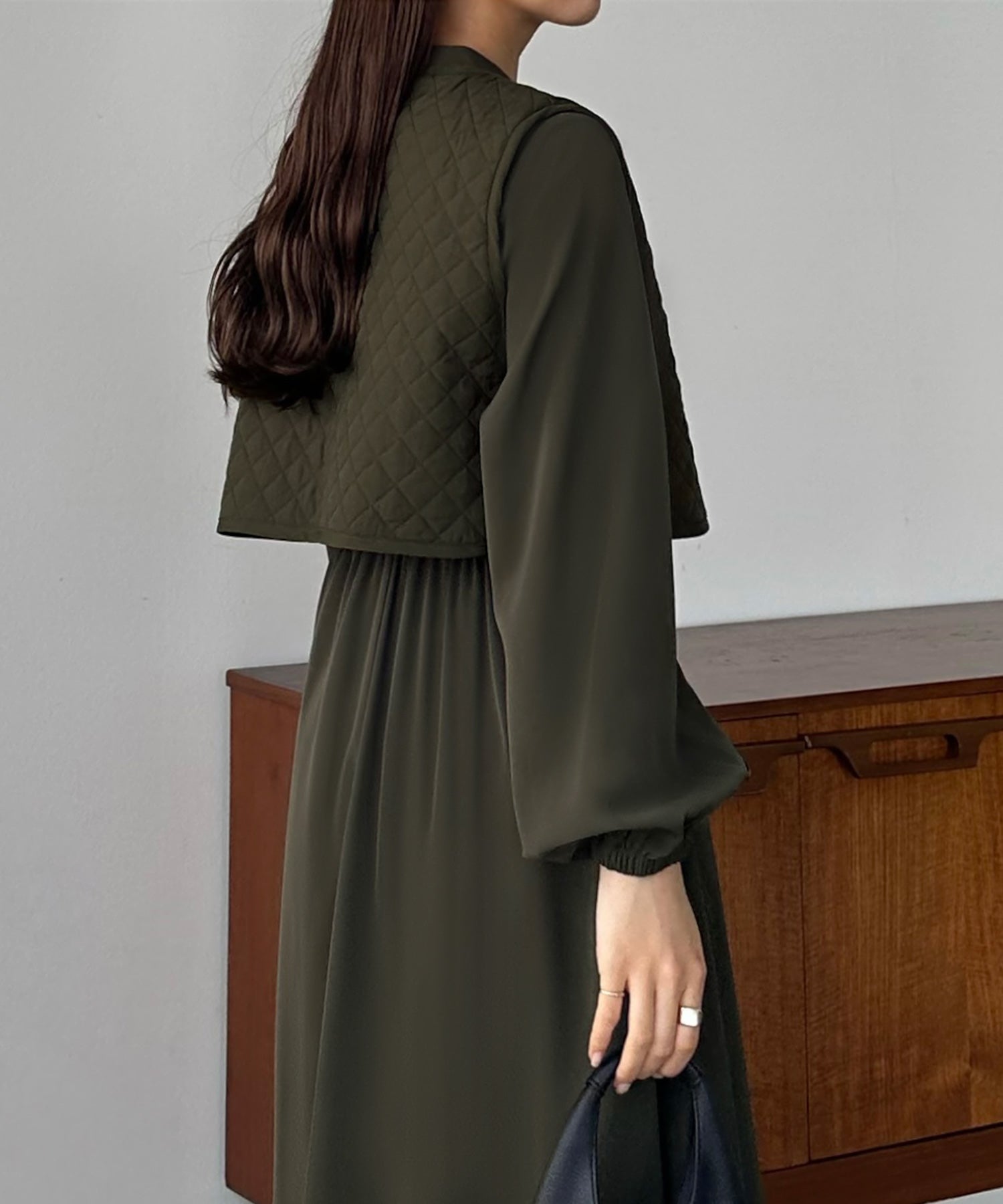 カラウティア callautia callautia キルティングショートベスト＋シャツワンピースセット