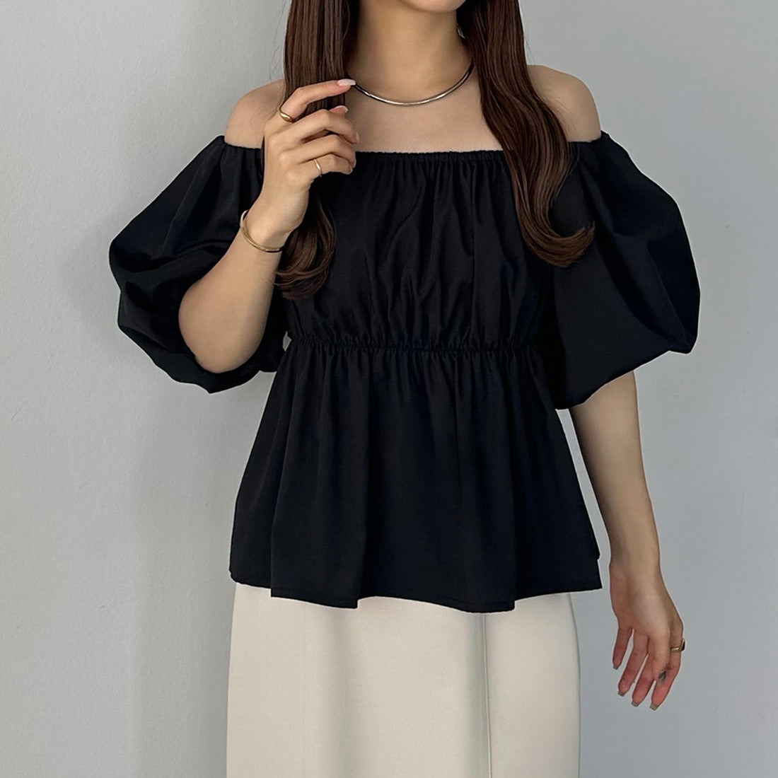 カラウティア callautia callautia オフショルブラウス,ブラック