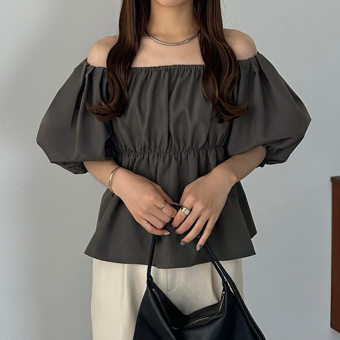 カラウティア callautia callautia オフショルブラウス,ダークグレー