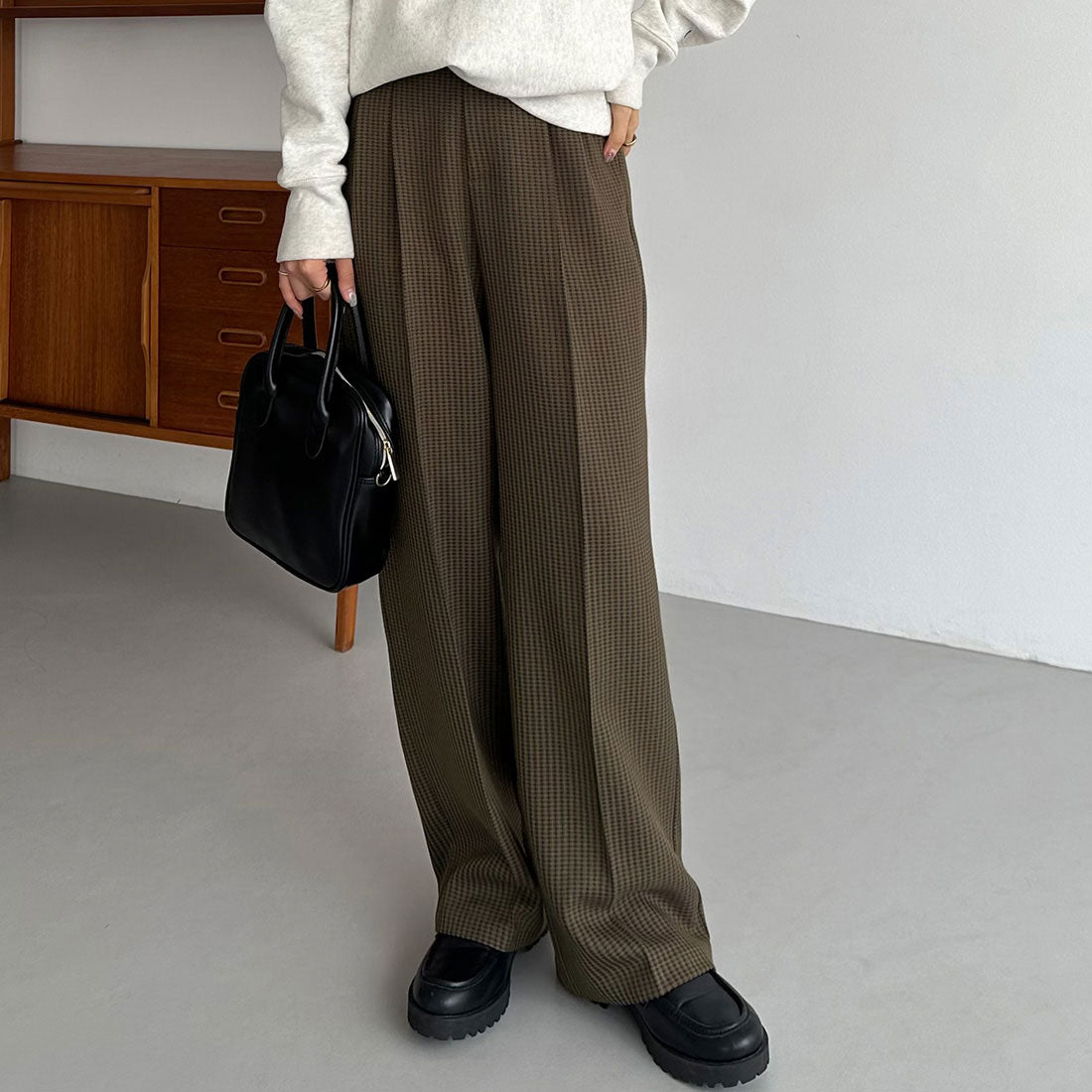 カラウティア callautia callautia チェックワイドスラックスパンツ
