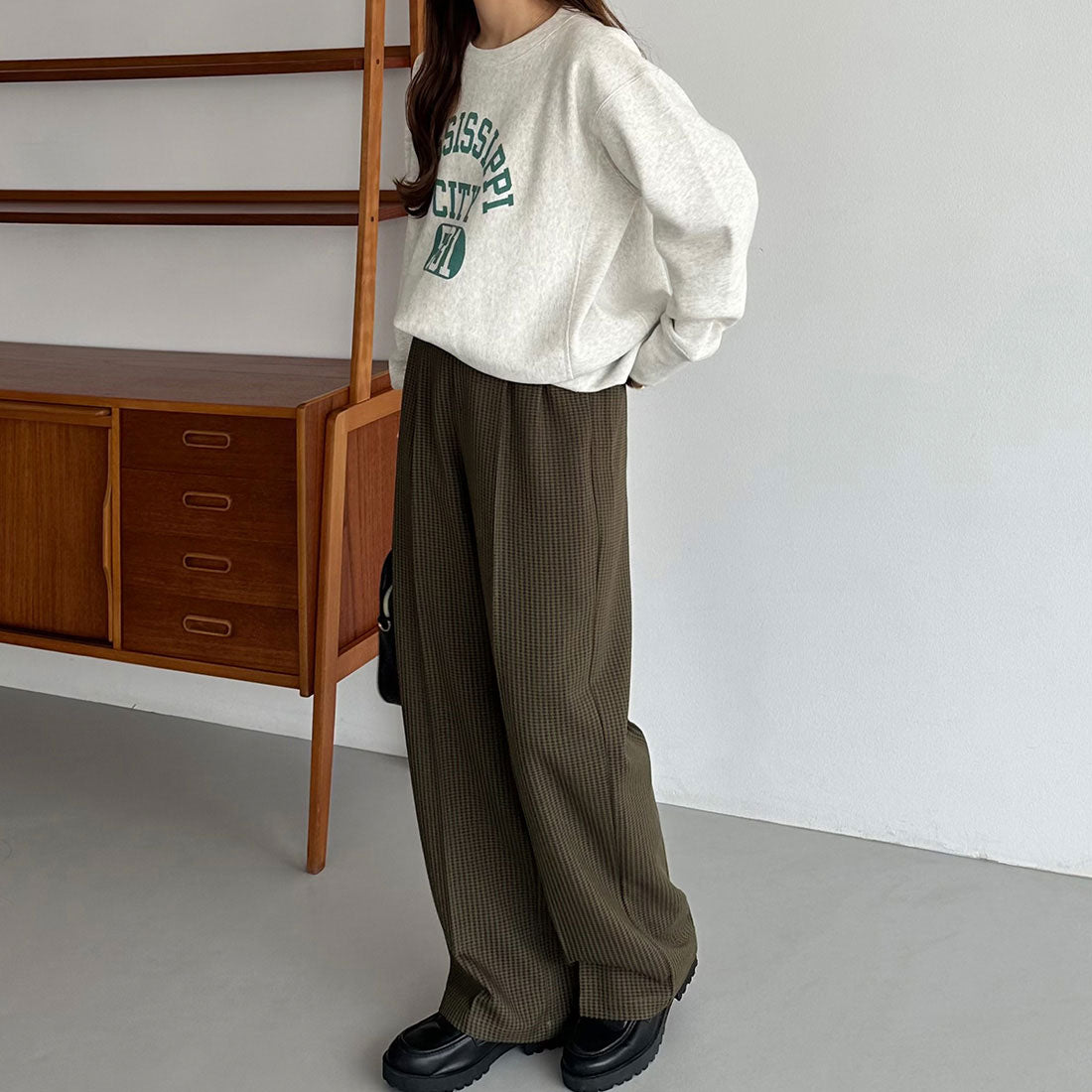 カラウティア callautia callautia チェックワイドスラックスパンツ