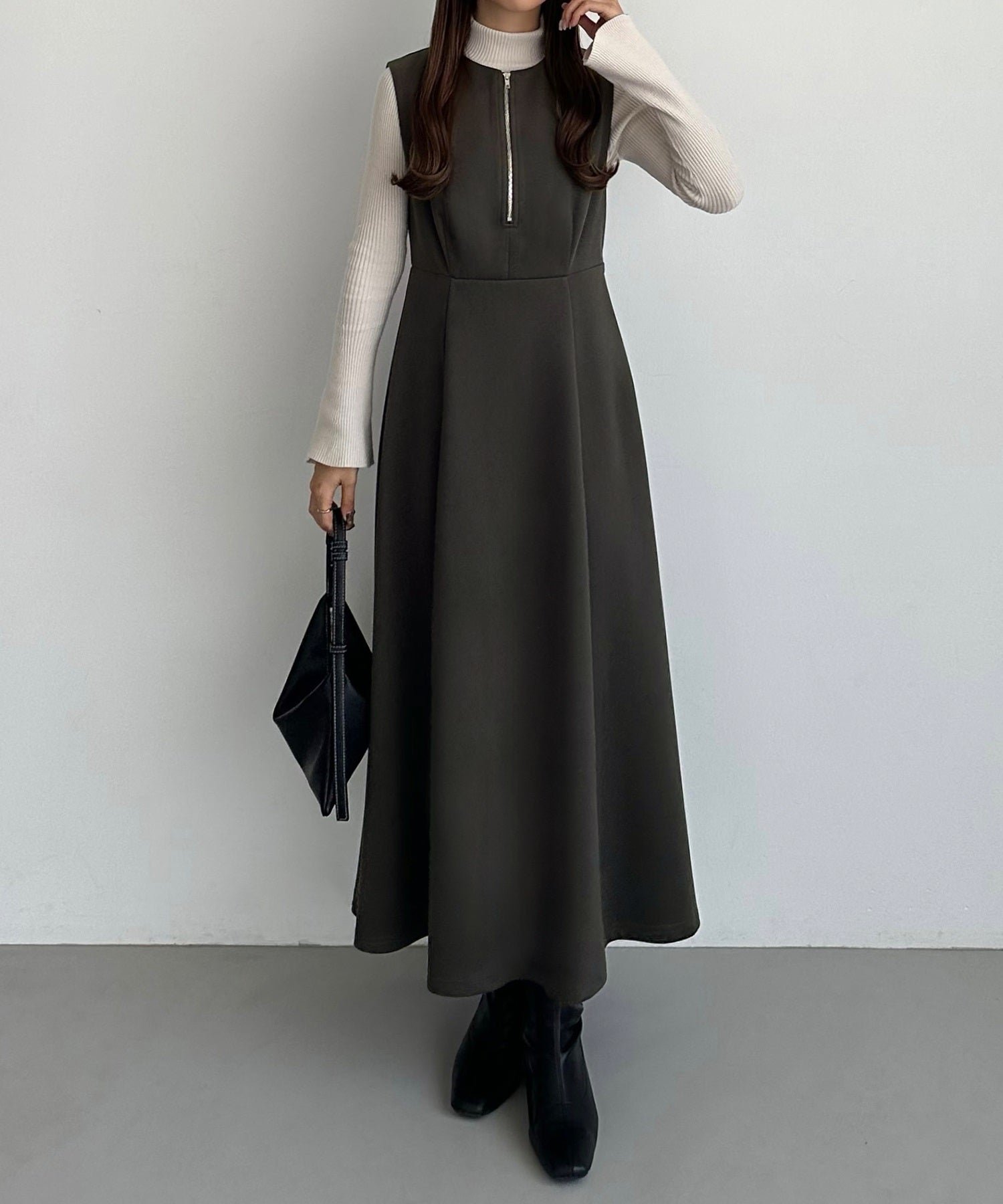 卡勞提亞 callautia callautia 前開拉鍊羊毛連身裙