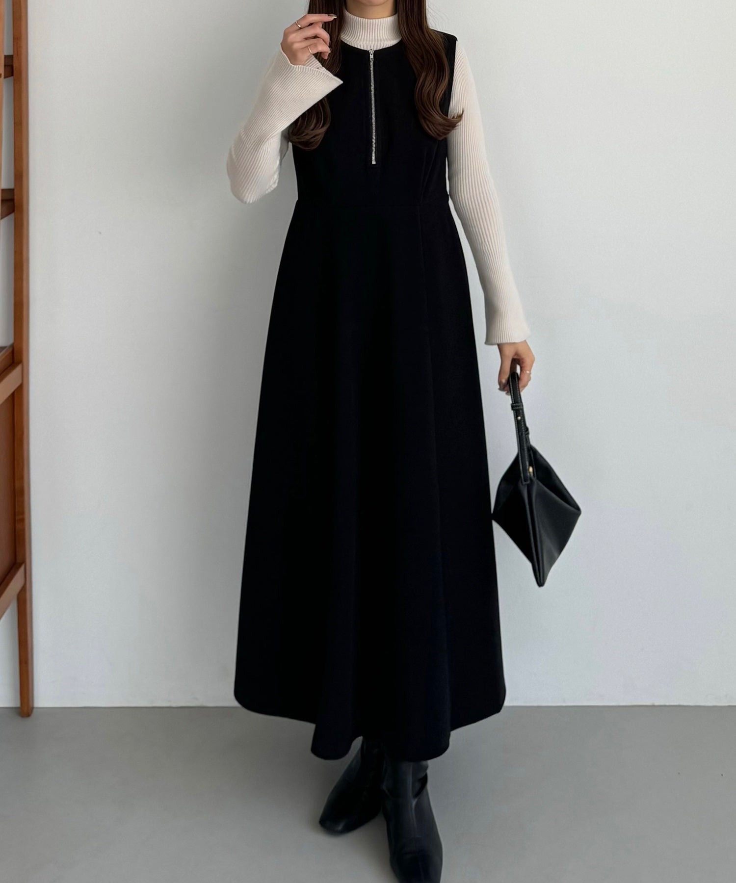 卡勞提亞 callautia callautia 前開拉鍊羊毛連身裙