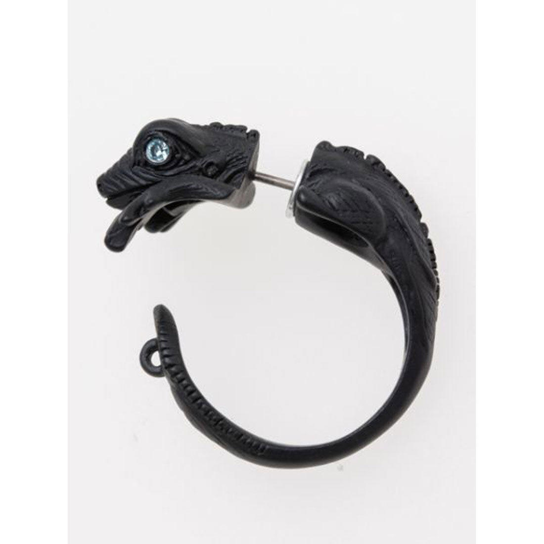 【チャイハネ】蜥蜴メタルピアス 片耳用1pcs ブラック ブラック