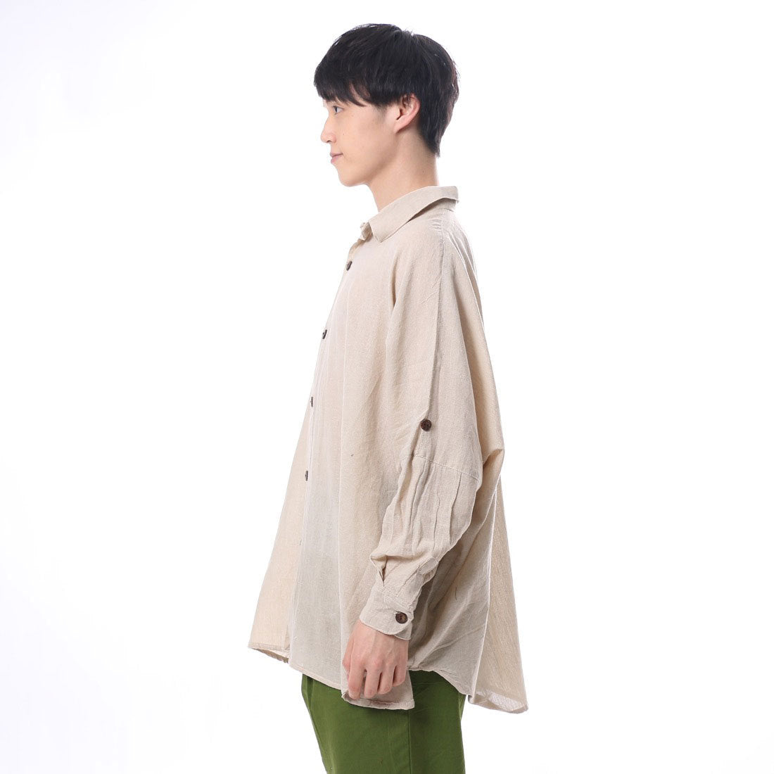 【チャイハネ】yul ネパールコットンドルマンスリーブシャツ オフホワイト