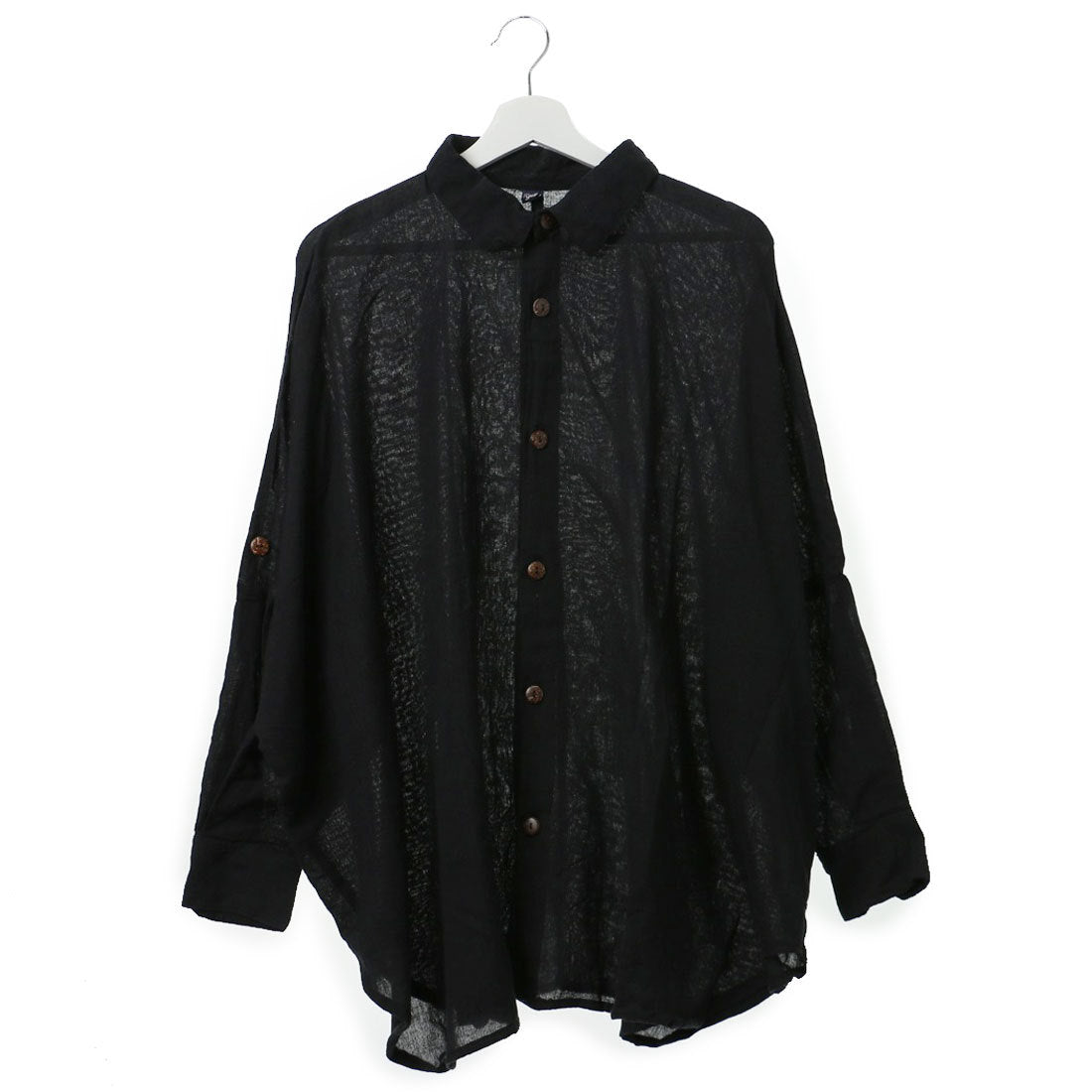 【チャイハネ】yul ネパールコットンドルマンスリーブシャツ オフホワイト,ブラック