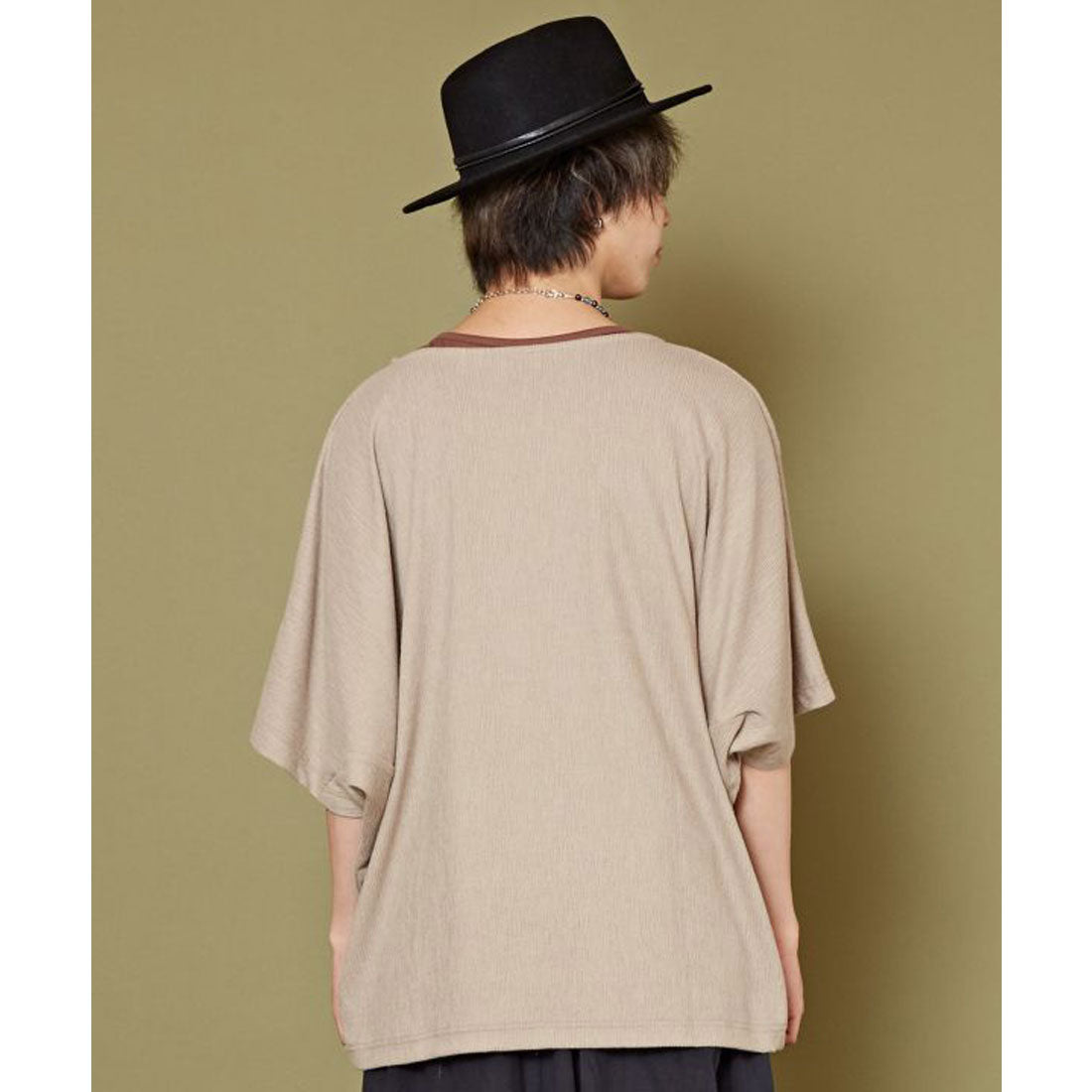 【チャイハネ】ソムニMEN'Sドルマンスリーブトップス インナータンクトップ付き ベージュ ベージュ