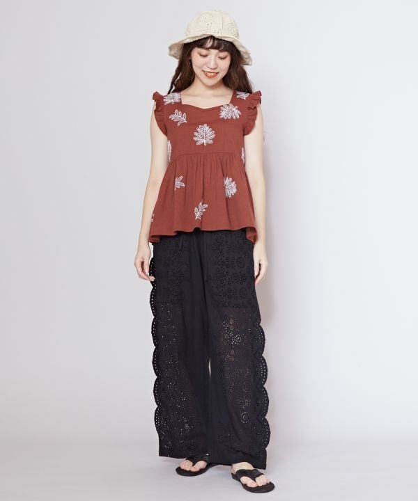 チャイハネ チャイハネ ヴィハナシフリー刺繍パンツ （ターコイズブルー） ターコイズブルー
