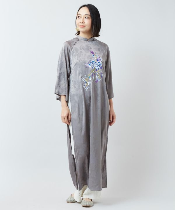 チャイハネ チャイハネ ネリナラ刺繍ワンピース （グレー） グレー