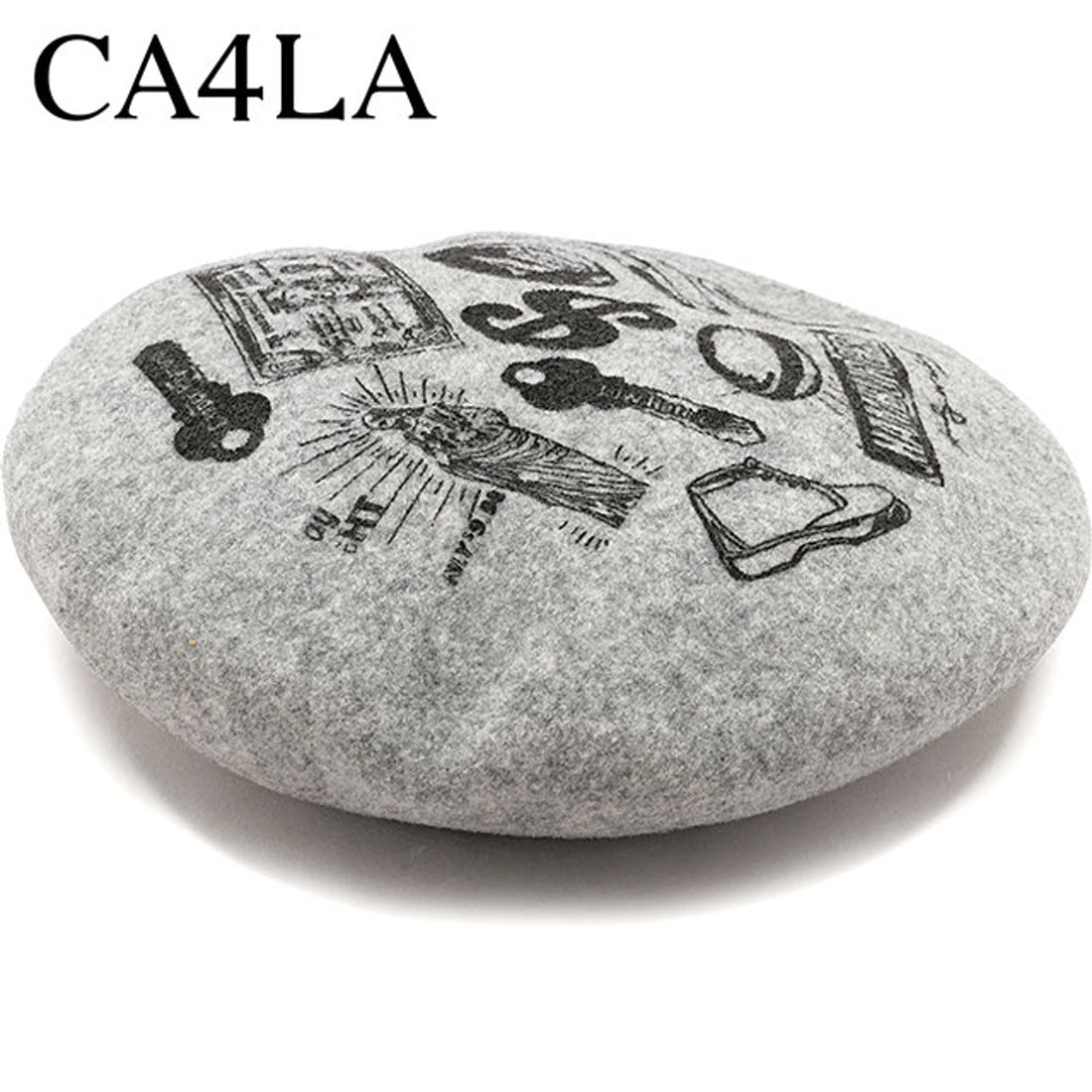 カシラ CA4LA 黑白畫作貝雷帽 黑色 [CAW00596 FW24]