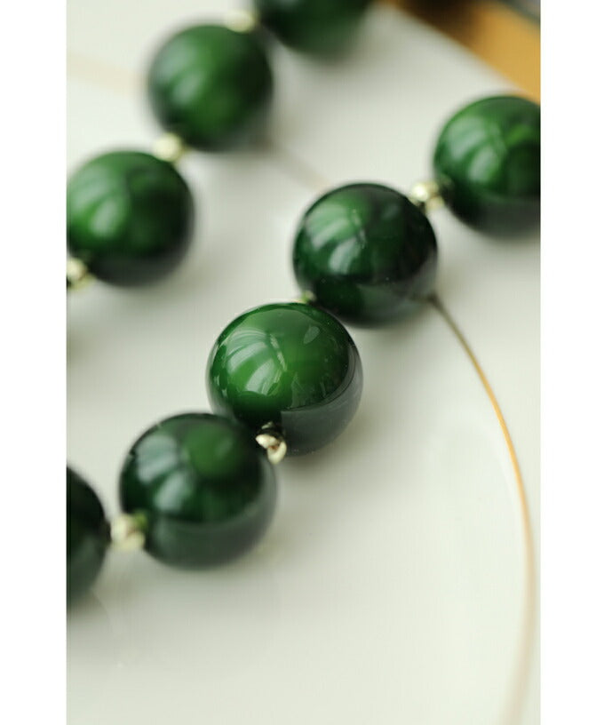 カワイイ CAWAII 首元を飾る艶玉ストーンネックレス （レッド） レッド