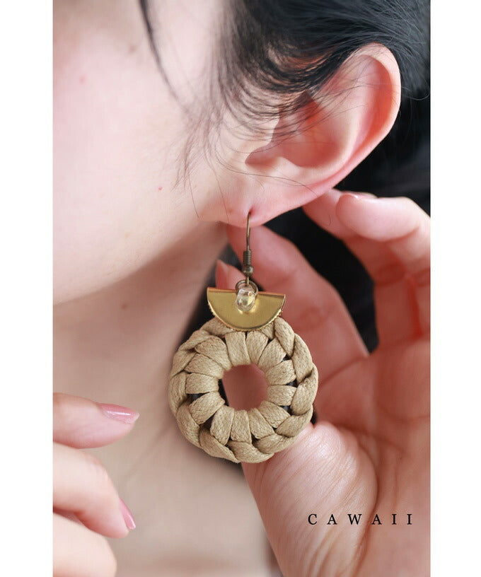 CAWAII CAWAII 鑰匙圈搖擺編織圓形耳環