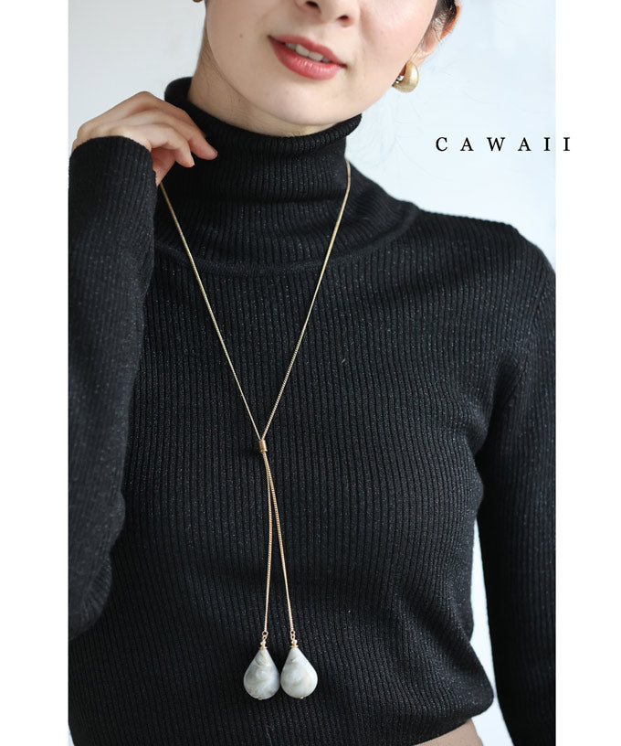 CAWAII CAWAII teardrop-shaped marble stone loop tie necklace