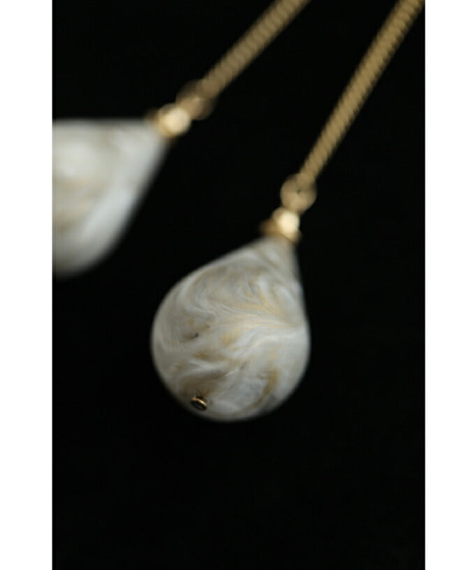 CAWAII CAWAII teardrop-shaped marble stone loop tie necklace