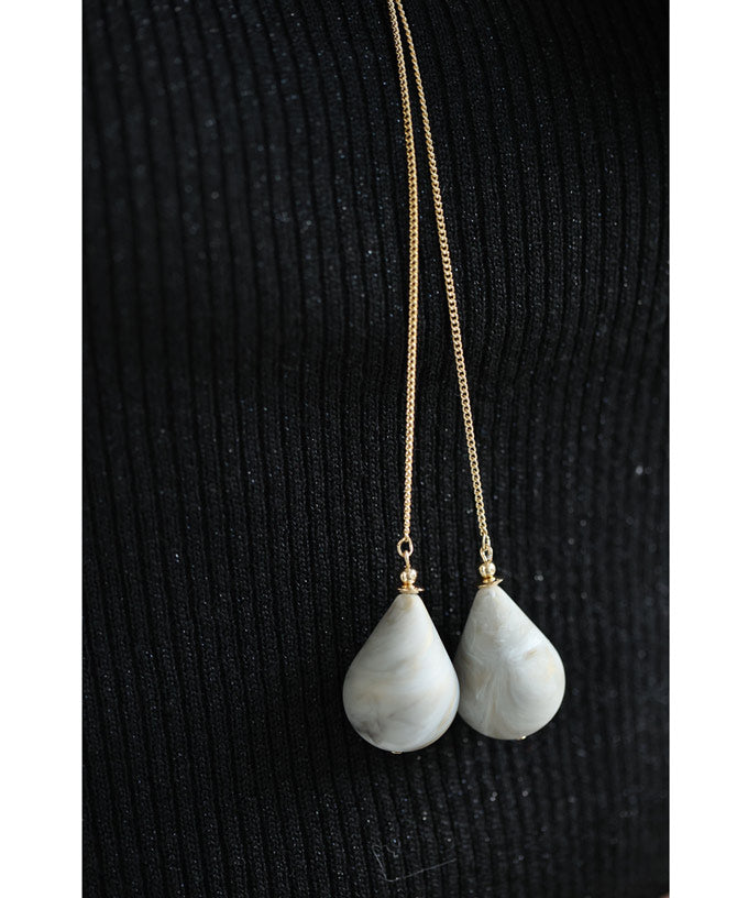 CAWAII CAWAII teardrop-shaped marble stone loop tie necklace