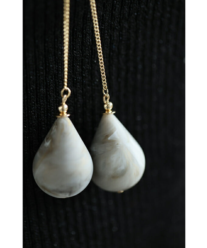 CAWAII CAWAII teardrop-shaped marble stone loop tie necklace