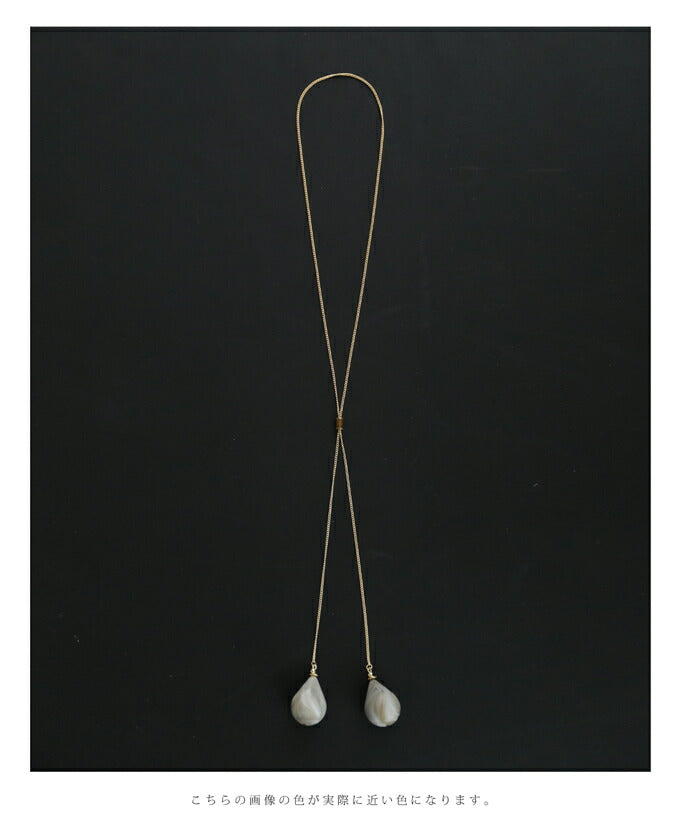 CAWAII CAWAII teardrop-shaped marble stone loop tie necklace