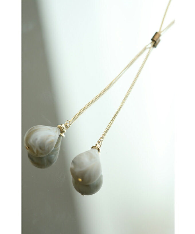 CAWAII CAWAII teardrop-shaped marble stone loop tie necklace