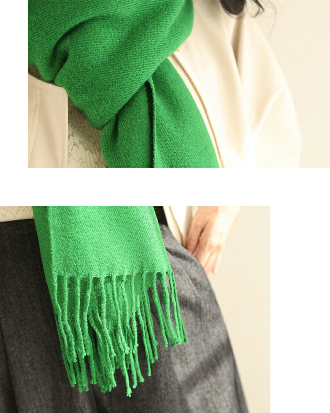 カワイイ CAWAII 大人の遊び心 冬の顔映え カラーマフラー （グリーン） グリーン