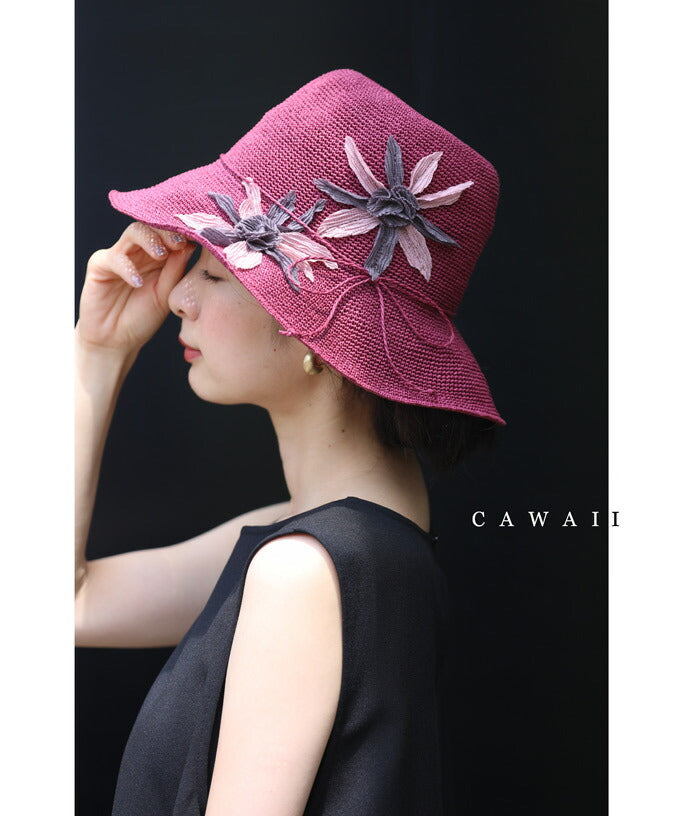 カワイイ CAWAII 2輪の花咲くデコレーションペーパーハット