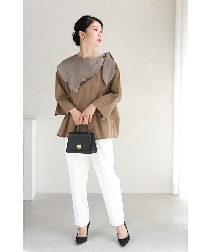 CAWAII CAWAII Tied Glossy Scarf Docking Pullover Top