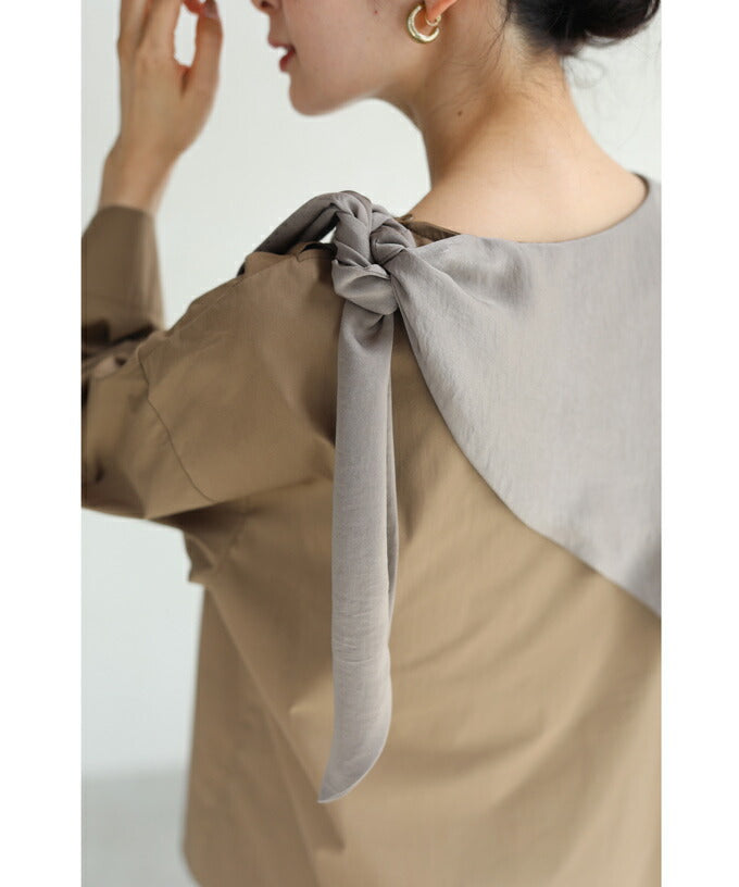 CAWAII CAWAII Tied Glossy Scarf Docking Pullover Top