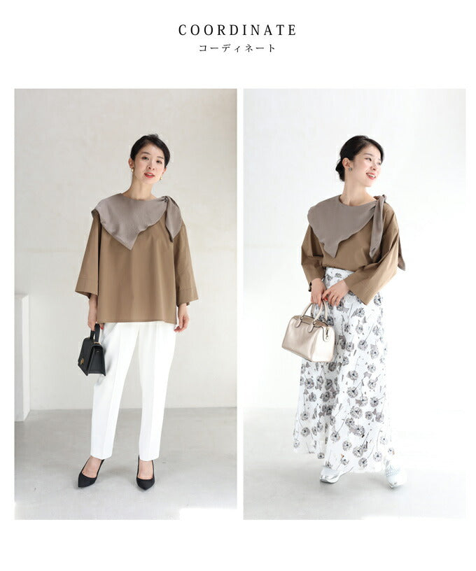 CAWAII CAWAII Tied Glossy Scarf Docking Pullover Top