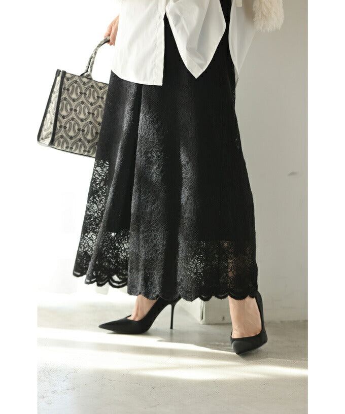 CAWAII CAWAII 展示可愛的重疊穿搭用 起毛蕾絲內搭褲 　優雅　基本 休閒　可愛　基本 大人可愛　高雅 女性化 設計 標準 自然 乾淨利落　簡約 女性化　下身穿搭　內搭褲　蕾絲　鬆緊腰帶　起毛　起毛蕾絲　單品