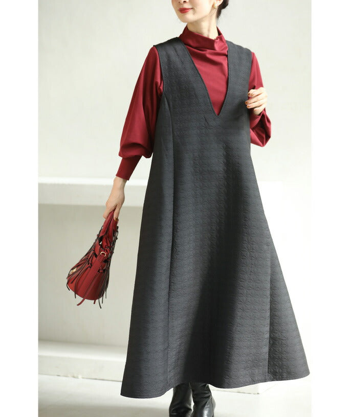 CAWAII CAWAII floral quilted V-neck long dress