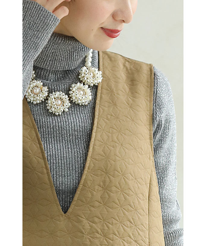 CAWAII CAWAII floral quilted V-neck long dress