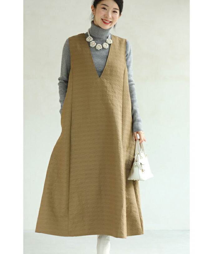 CAWAII CAWAII floral quilted V-neck long dress