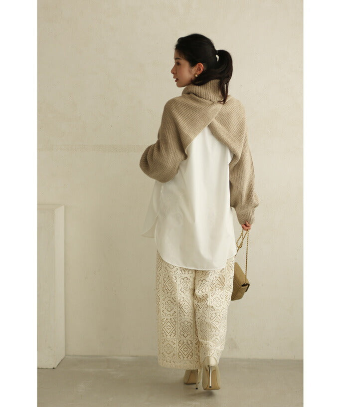 CAWAII CAWAII Majolica Tile Style Lace Wide Pants