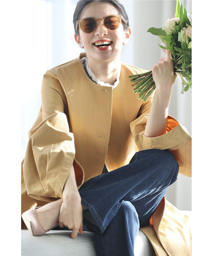 CAWAII CAWAII puff sleeve trench coat