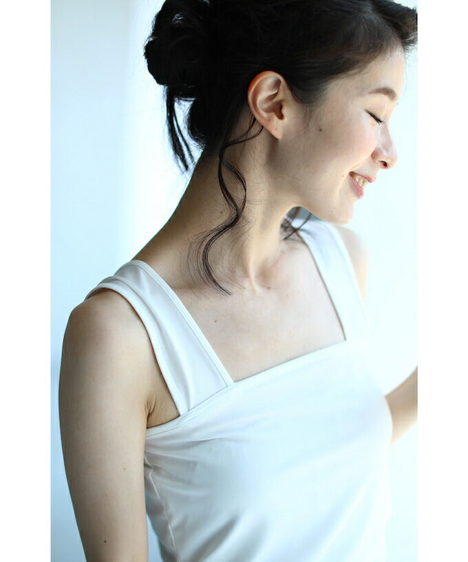 CAWAII CAWAII Bra Strap Hider Square Neck Tank Top White black Simple Ladies Inner Camisole Stretch Summer Spring Autumn Tops Versatile Bear Top