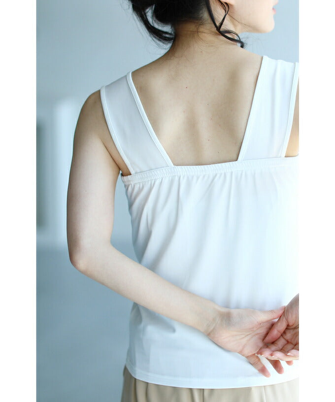CAWAII CAWAII Bra Strap Hider Square Neck Tank Top White black Simple Ladies Inner Camisole Stretch Summer Spring Autumn Tops Versatile Bear Top