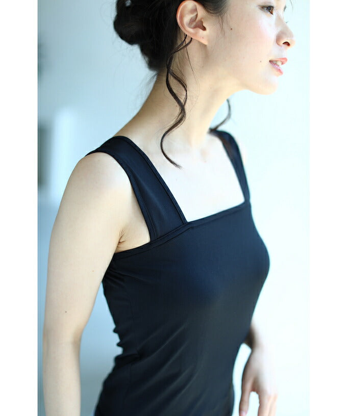 CAWAII CAWAII Bra Strap Hider Square Neck Tank Top White black Simple Ladies Inner Camisole Stretch Summer Spring Autumn Tops Versatile Bear Top