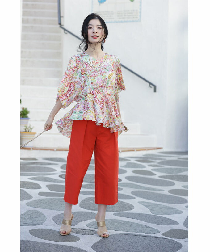 CAWAII Spring-like colorful paisley back-open bra top