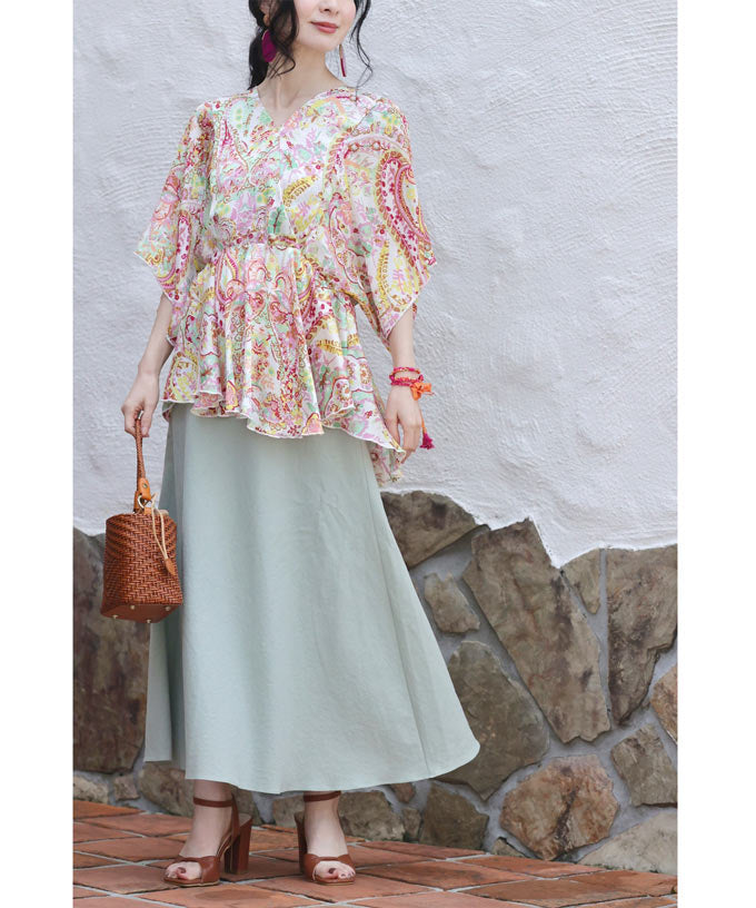 CAWAII Spring-like colorful paisley back-open bra top