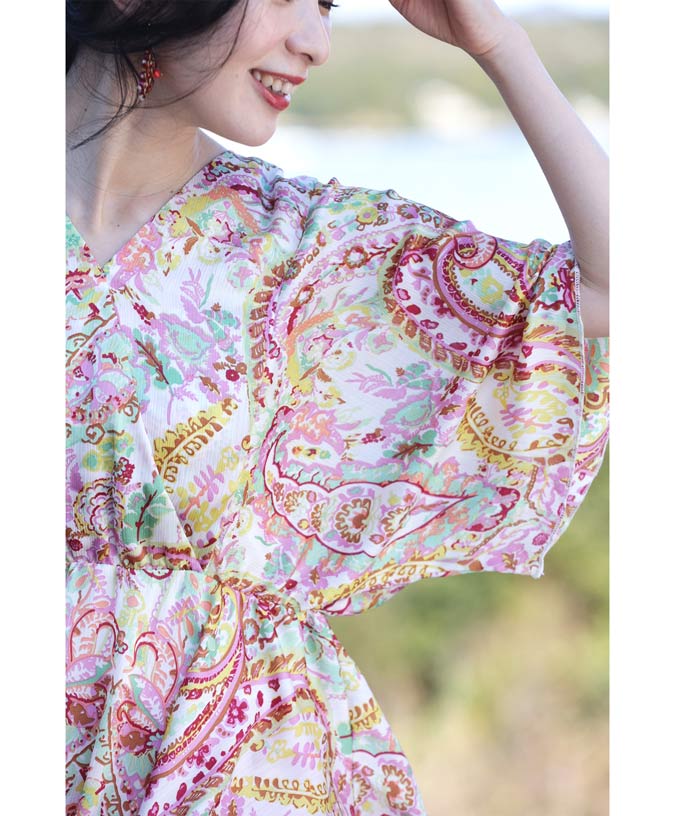 CAWAII Spring-like colorful paisley back-open bra top
