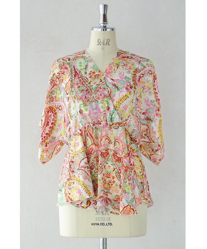 CAWAII Spring-like colorful paisley back-open bra top